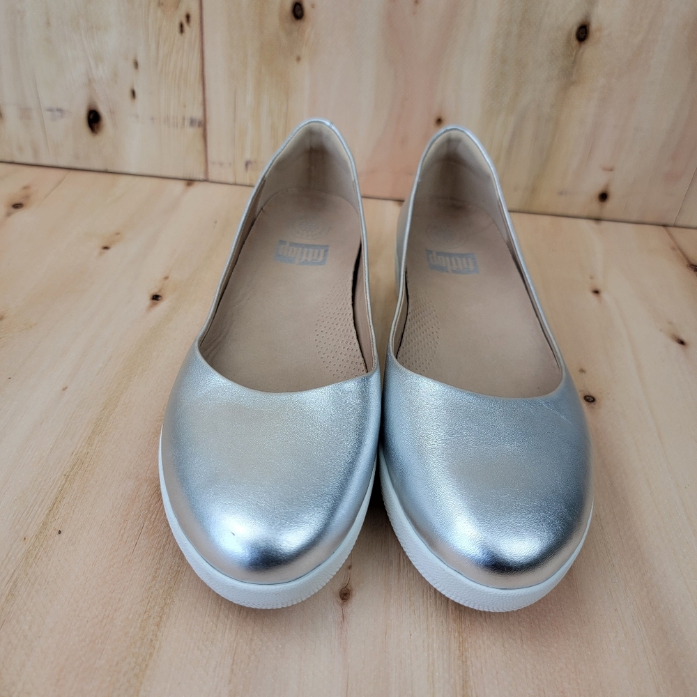 Silver Women's Comfort Wedge Flats - Picture 2 of 9